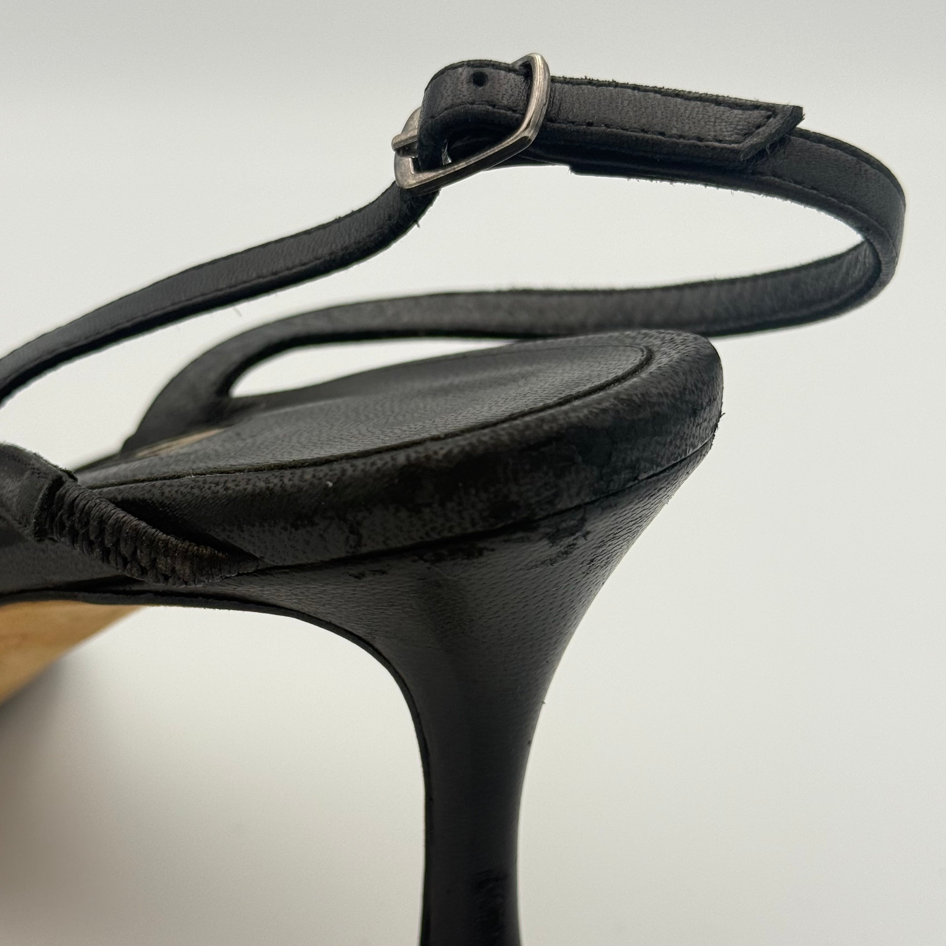 Manolo Blahnik Jewel Strappy Black Leather Sandal