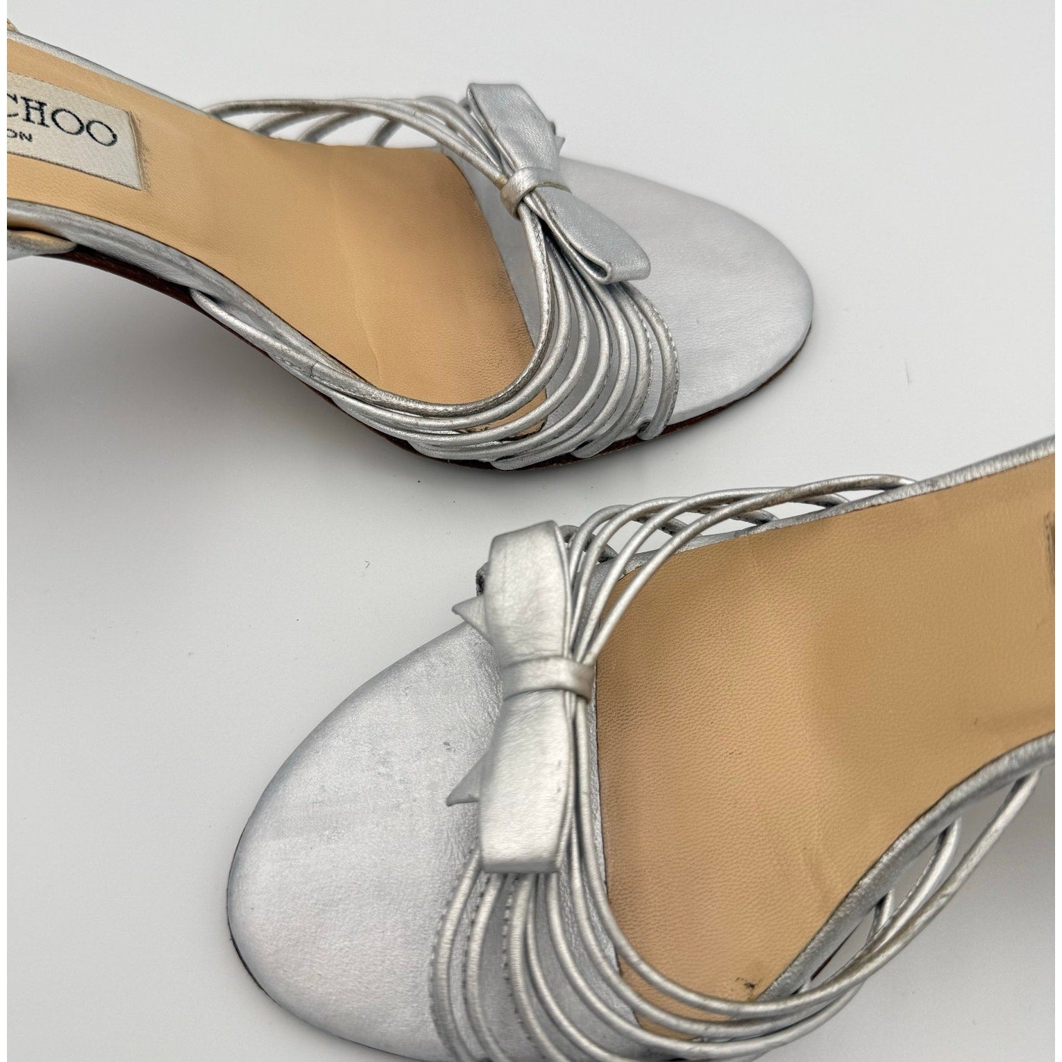 Vintage Jimmy Choo Silver Bow Slingback Heel