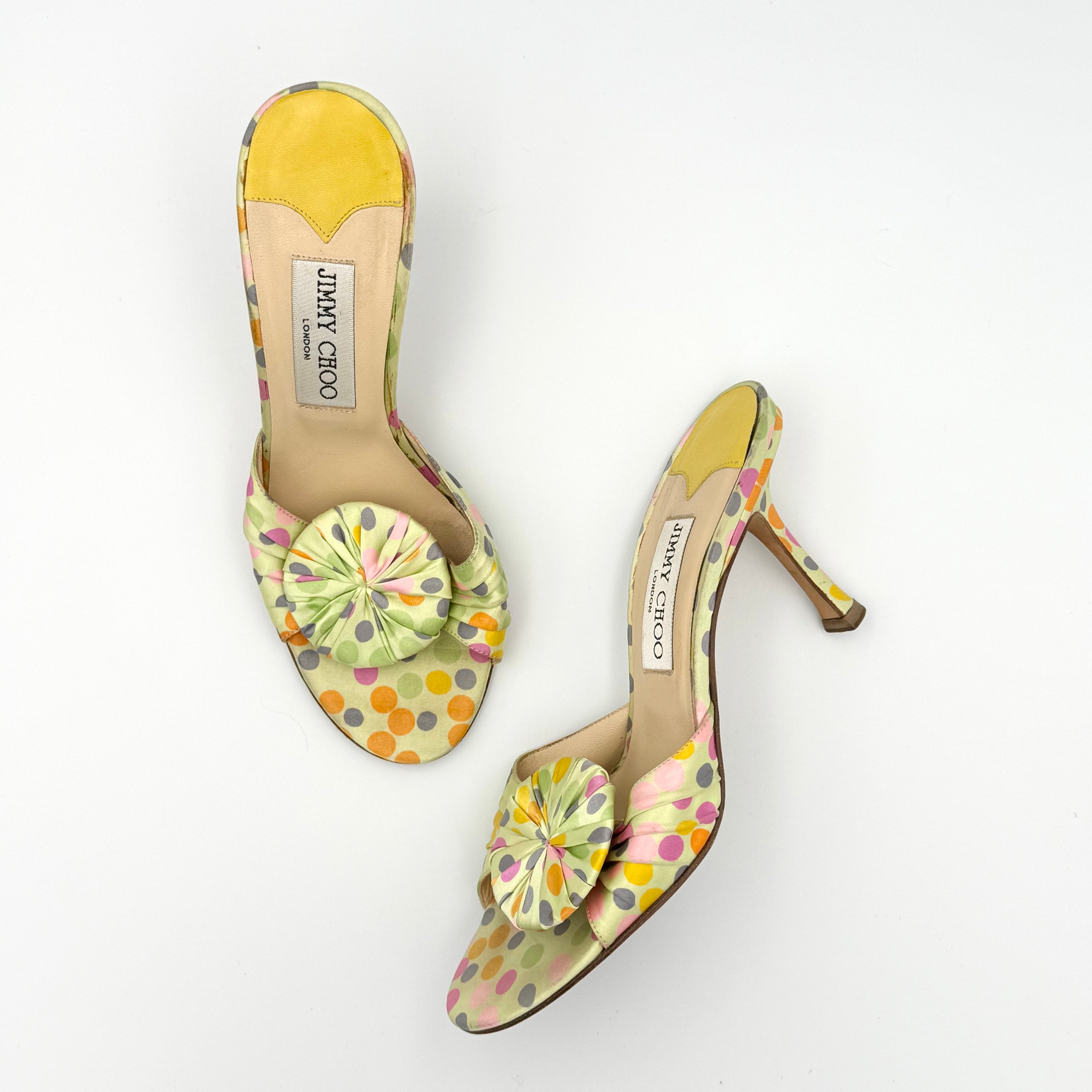 Vintage Jimmy Choo Polka Dot Sandal Mule Heels