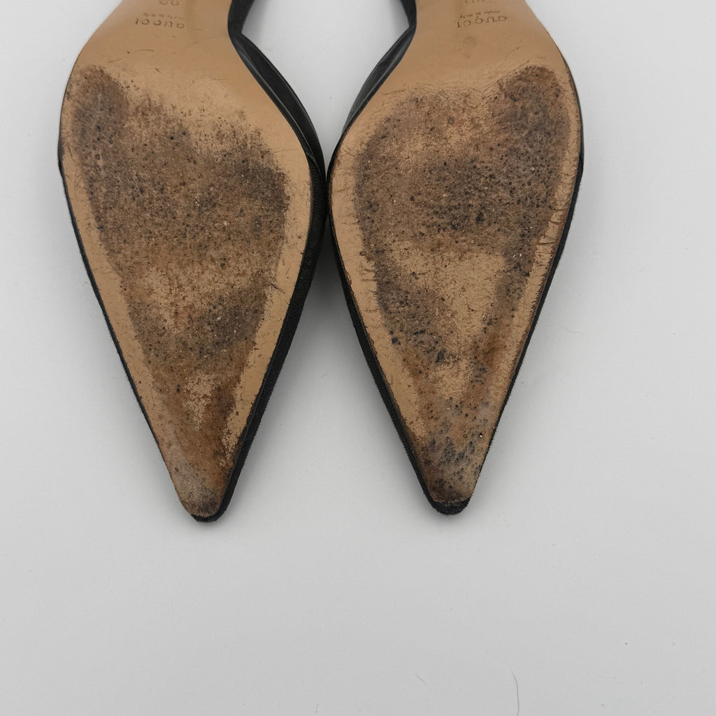 Vintage Gucci Pointed Toe GG Monogram Mules Size 9B