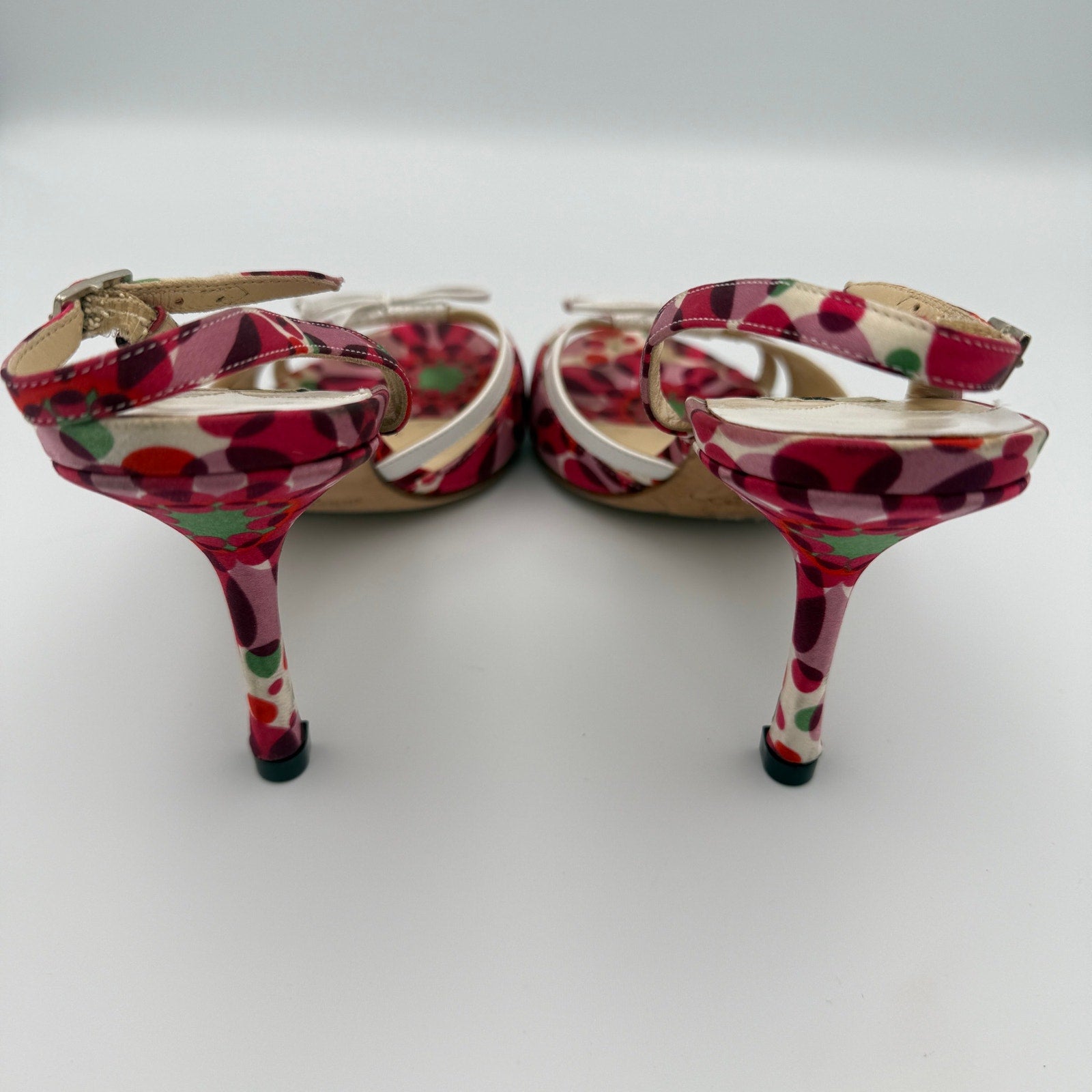 Vintage Jimmy Choo Satin Floral Print Sandals Size 37.5