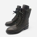Chanel Quilted Leather CC Combat Boots in Black Lambskin