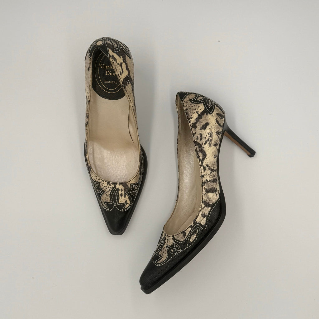 Vintage Christian Dior Python Western Pumps