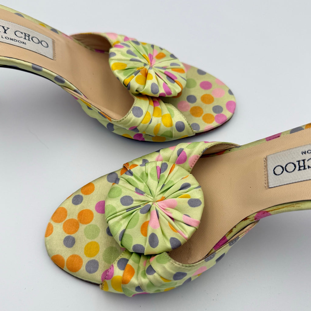 Vintage Jimmy Choo Polka Dot Sandal Mule Heels