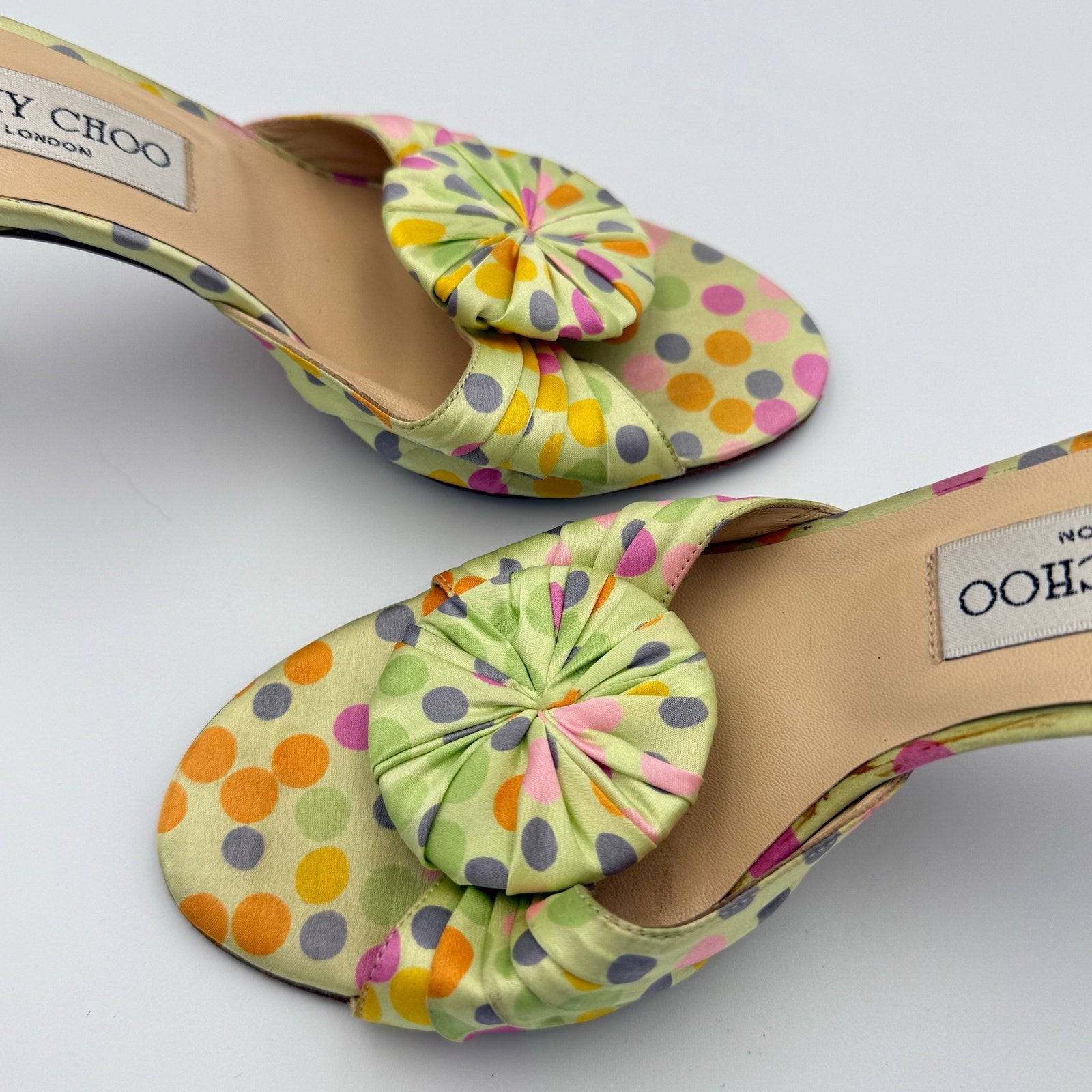 Vintage Jimmy Choo Polka Dot Sandal Mule Heels