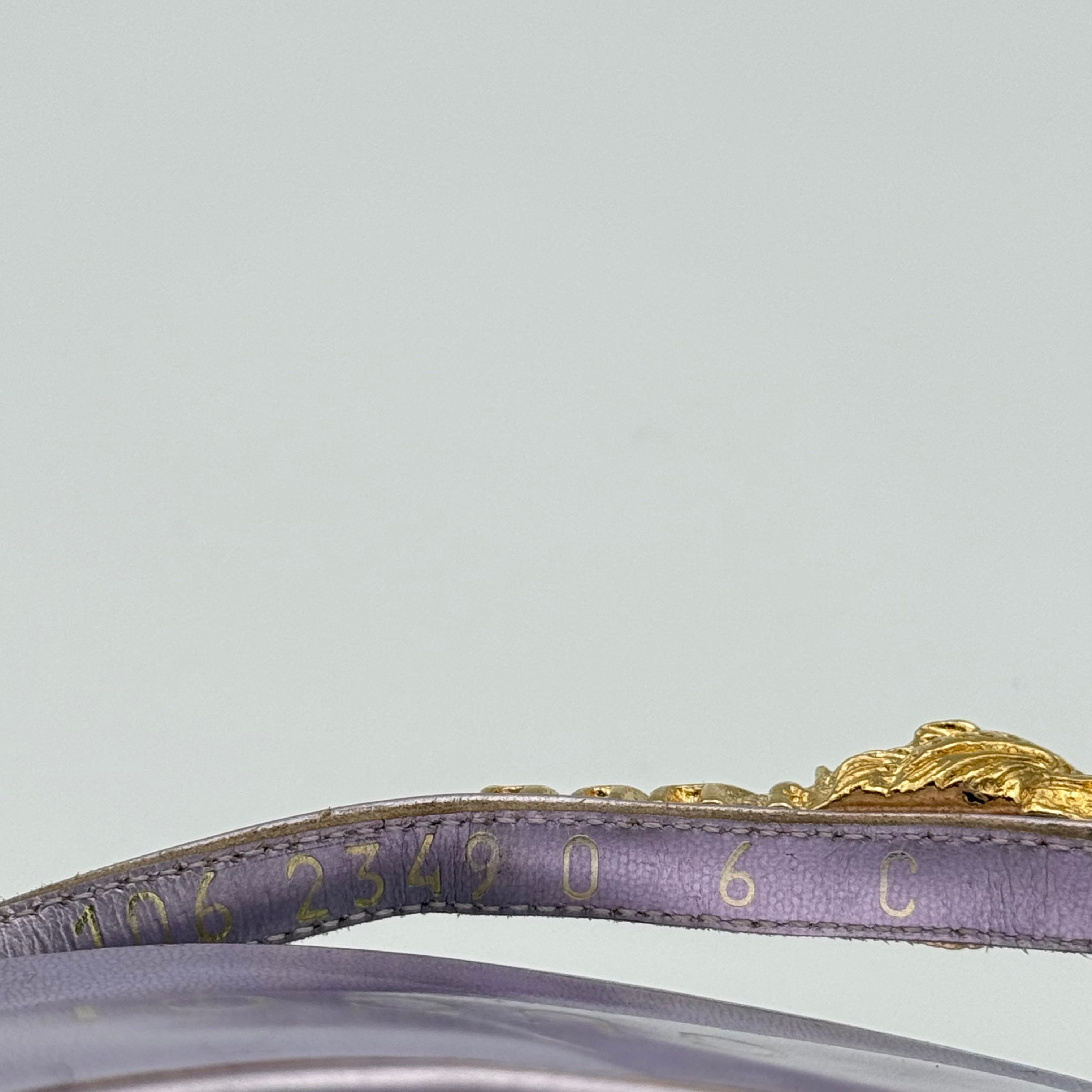 Gucci Tom Ford Era Lavender Gold Tiger Head Slingback Sandal Size 6