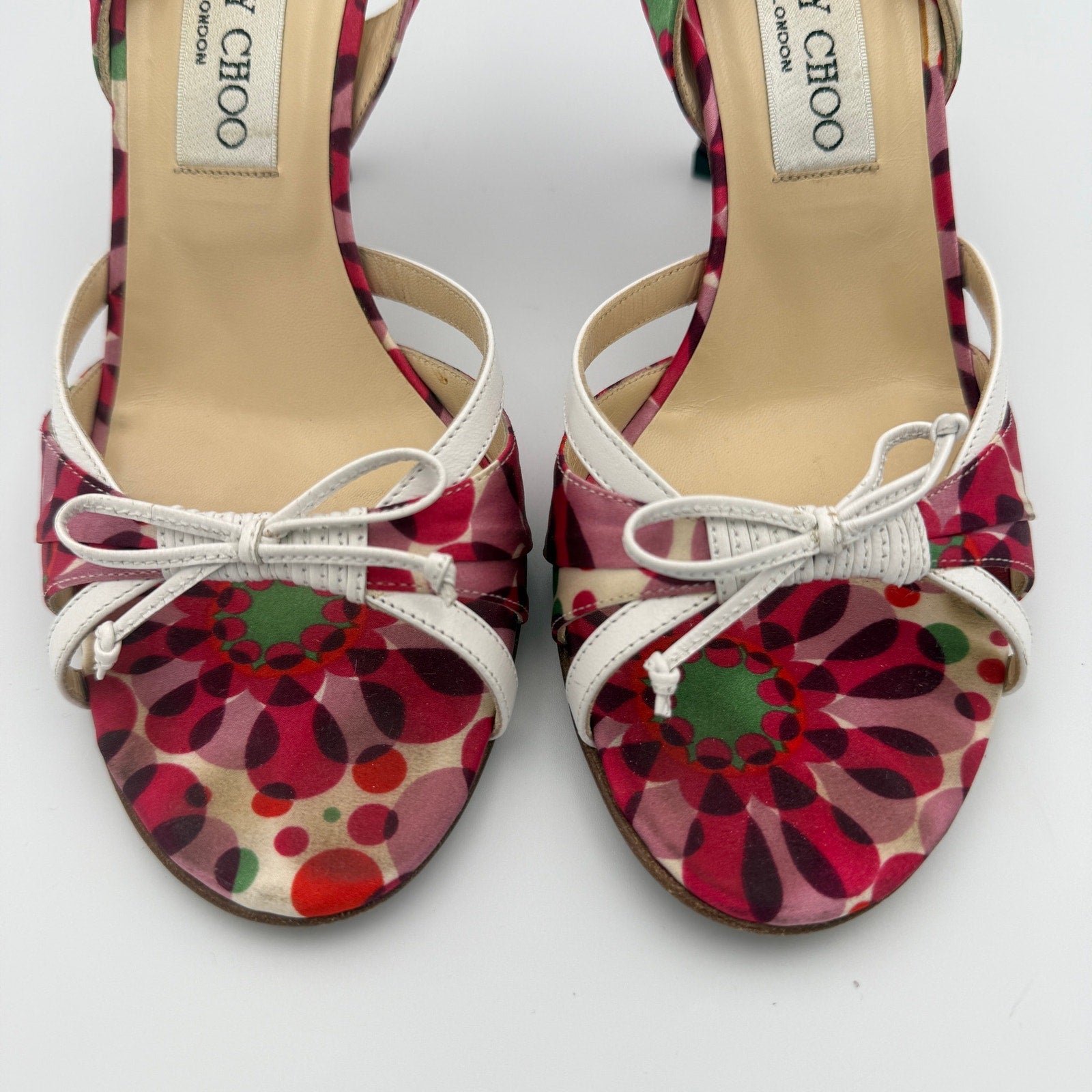Vintage Jimmy Choo Satin Floral Print Sandals Size 37.5