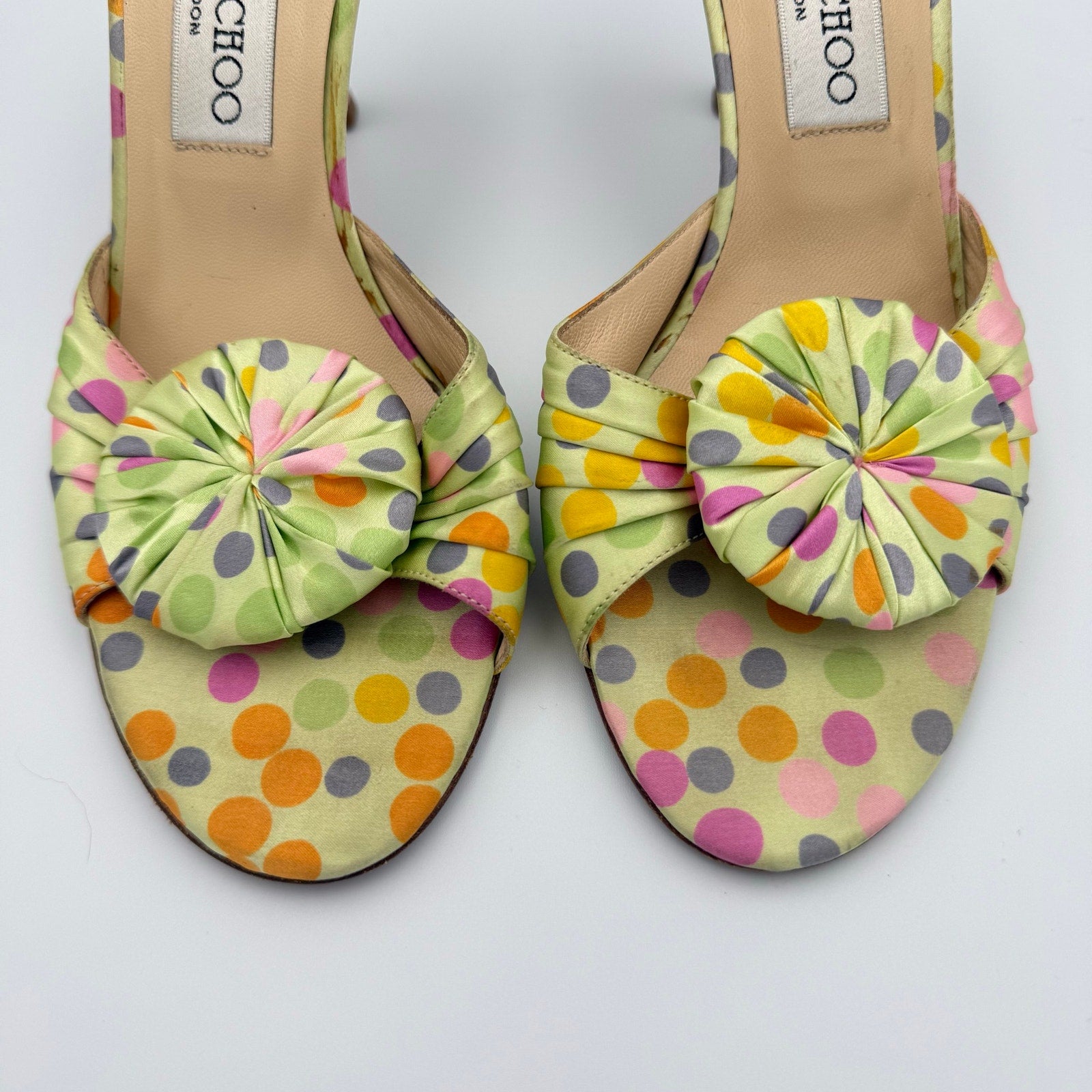 Vintage Jimmy Choo Polka Dot Sandal Mule Heels
