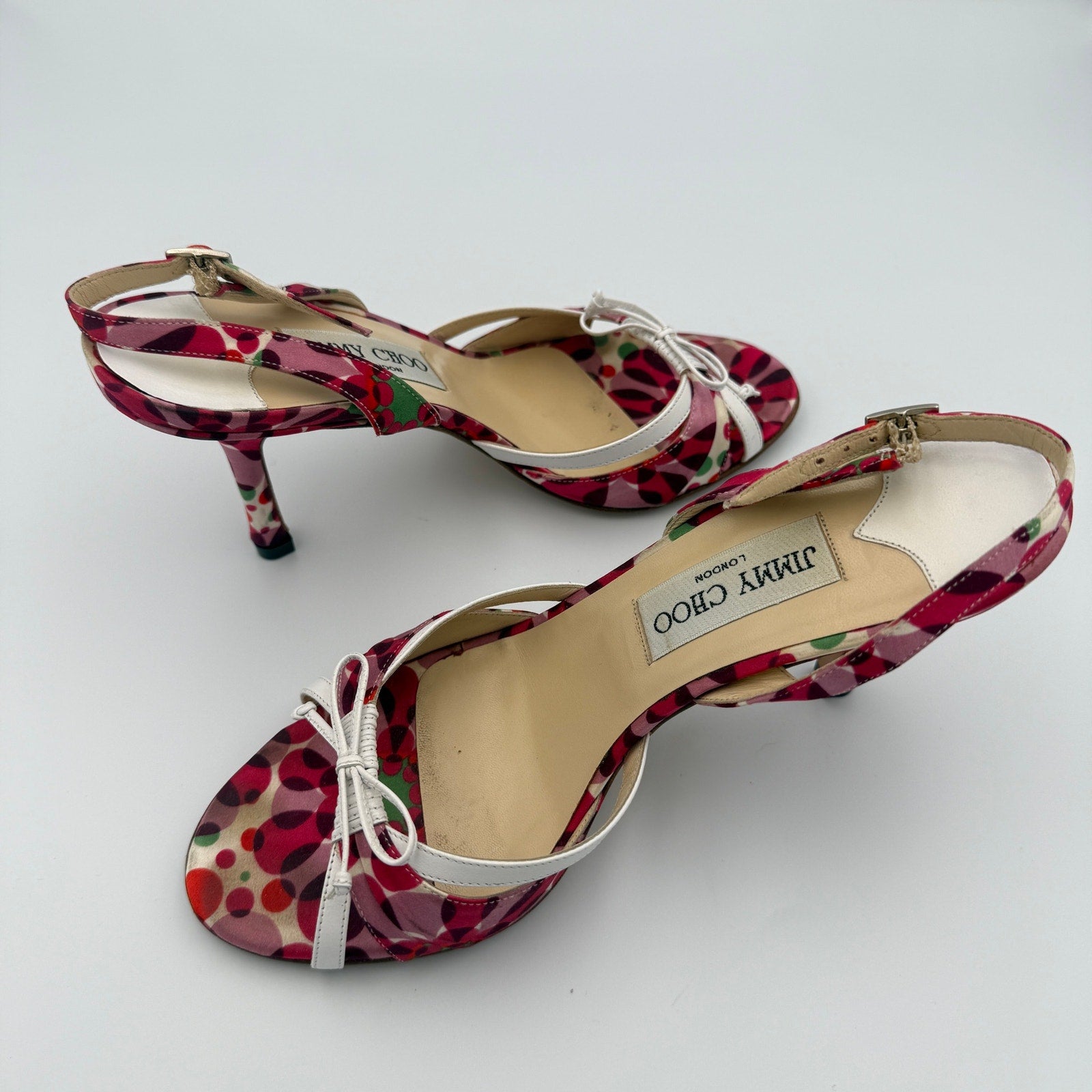 Vintage Jimmy Choo Satin Floral Print Sandals Size 37.5