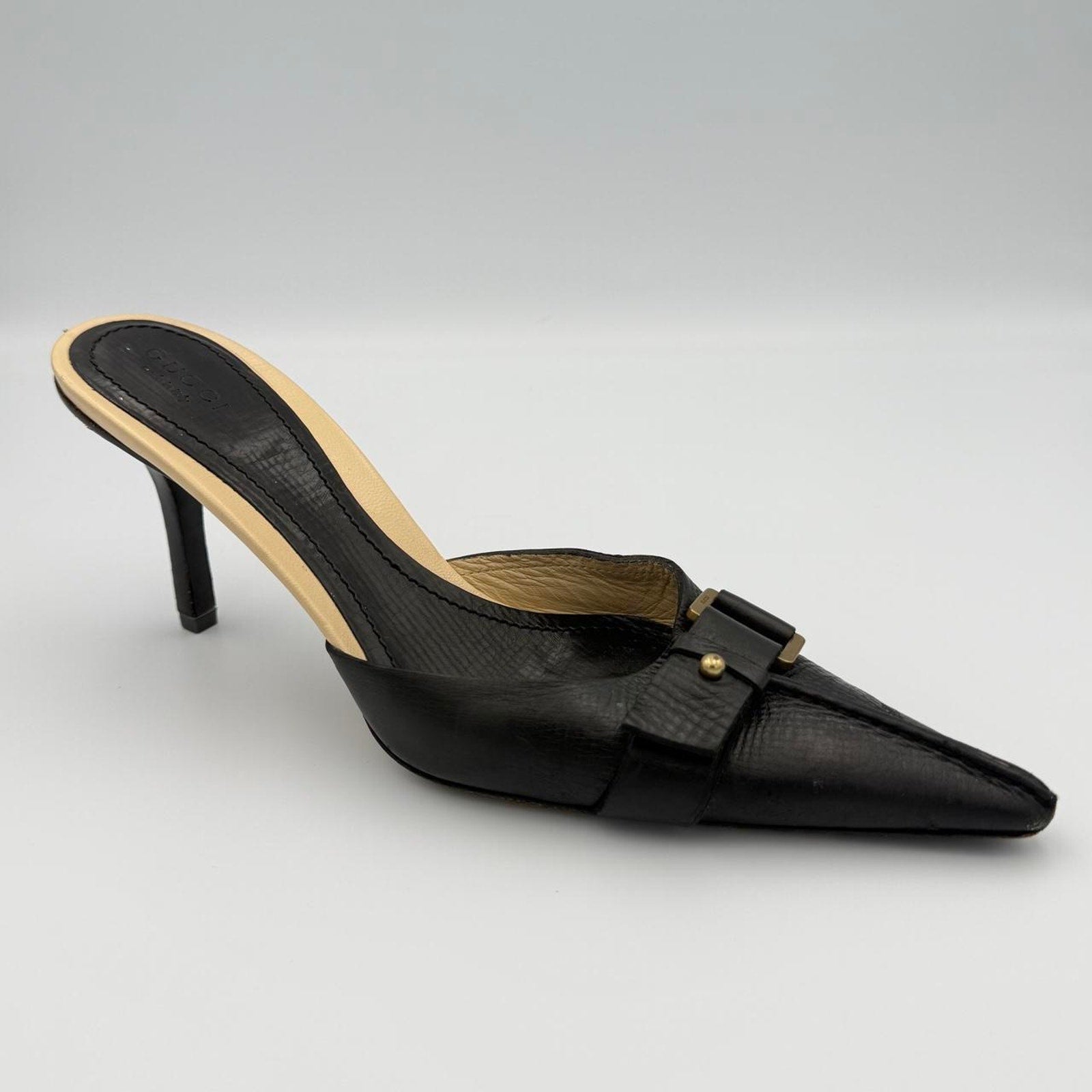Vintage Gucci Python Pointed Toe Mules Tom Ford Era
