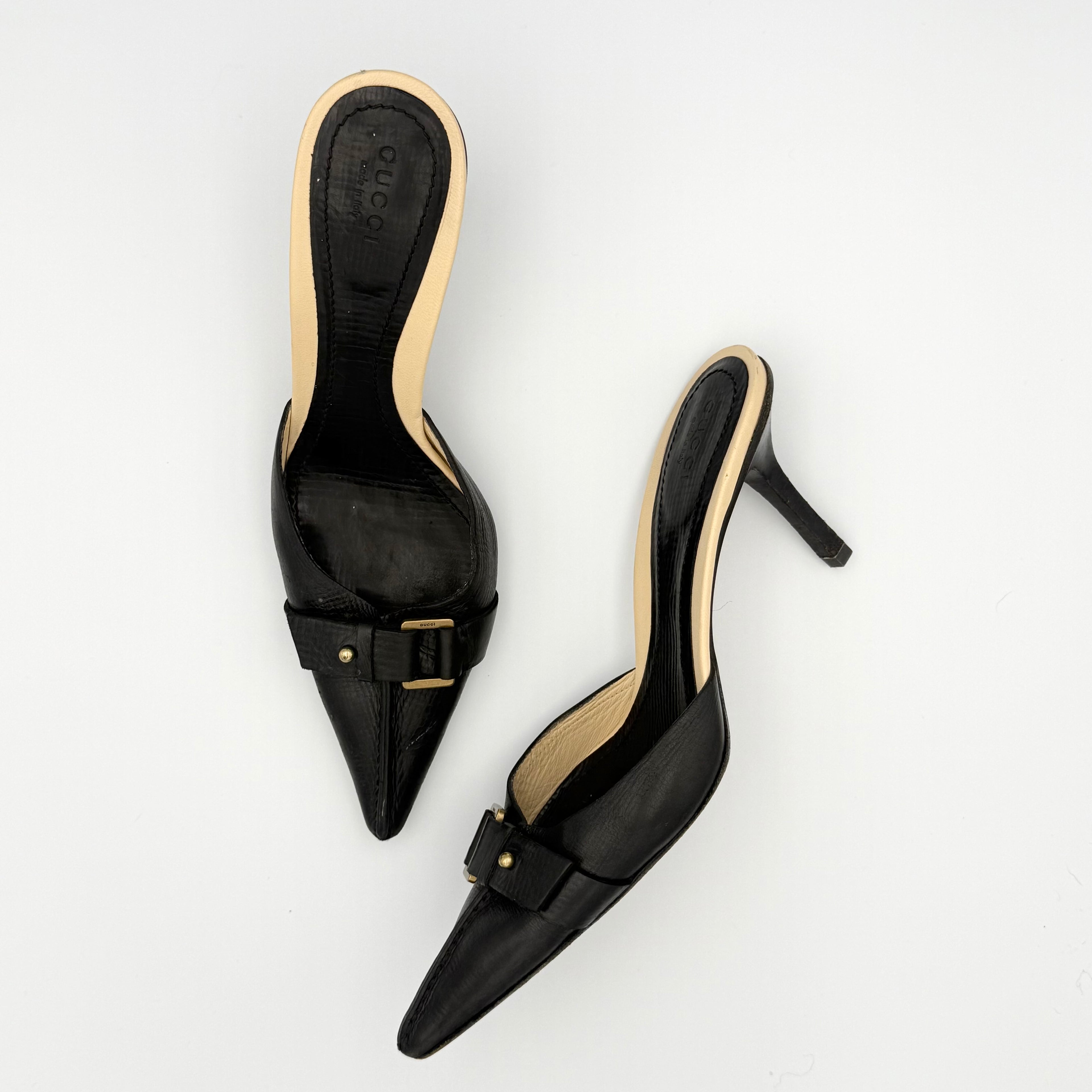 Vintage Gucci Python Pointed Toe Mules Tom Ford Era