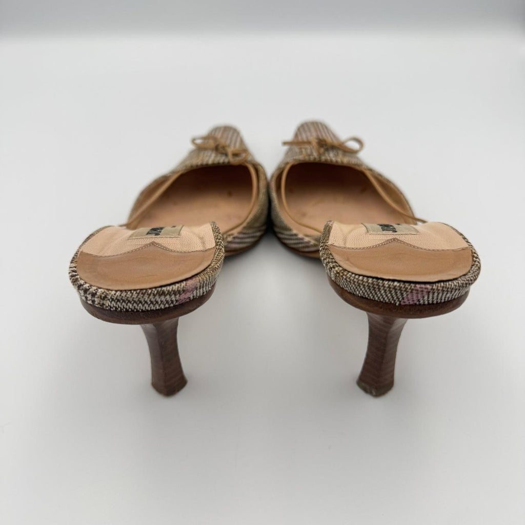 Vintage Jimmy Choo Plaid Pointed Toe Mules