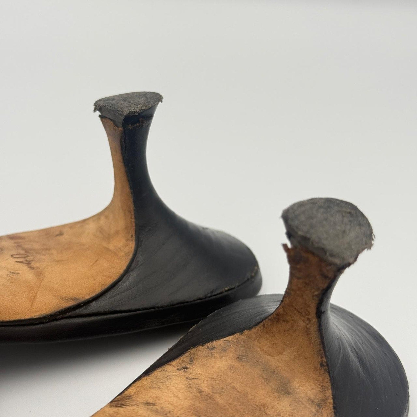 Vintage Manolo Blahnik Black Leather Kitten Heel Mules with Silver Grommets