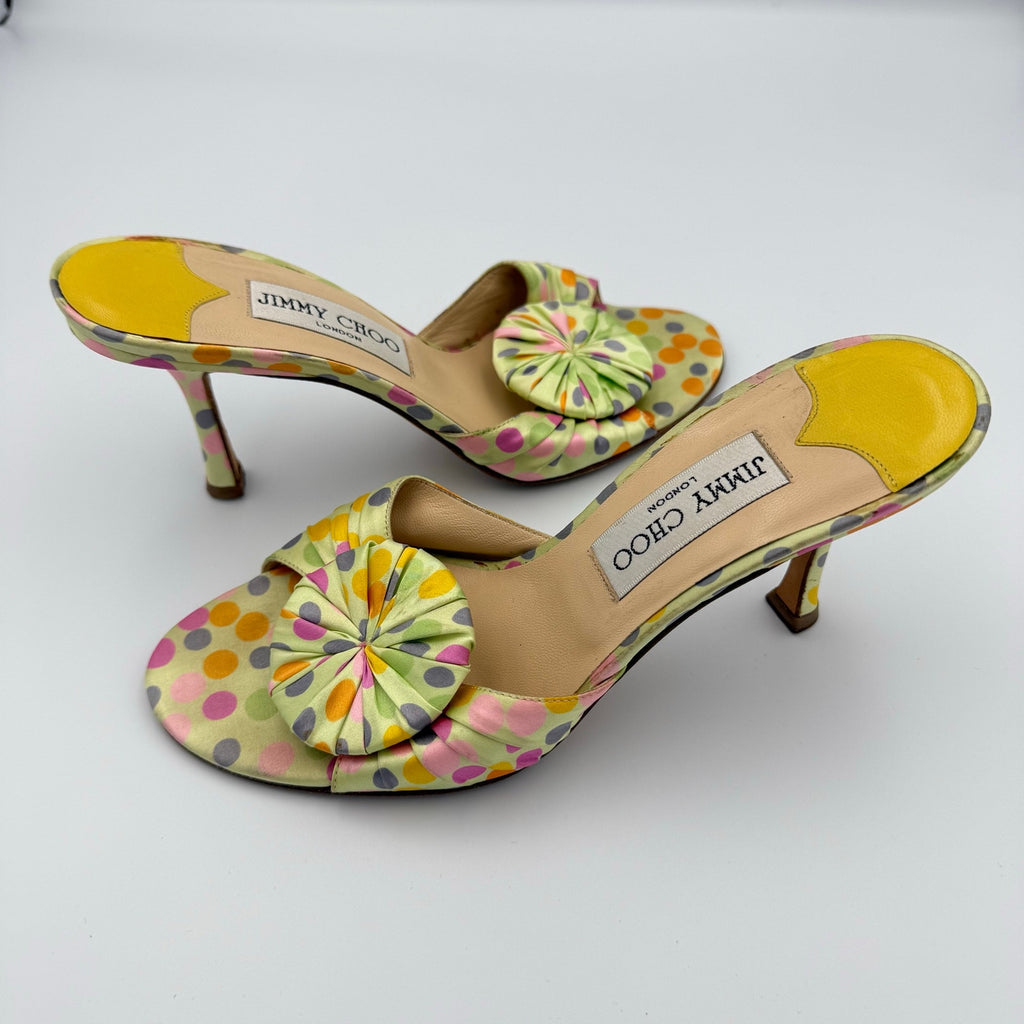 Vintage Jimmy Choo Polka Dot Sandal Mule Heels