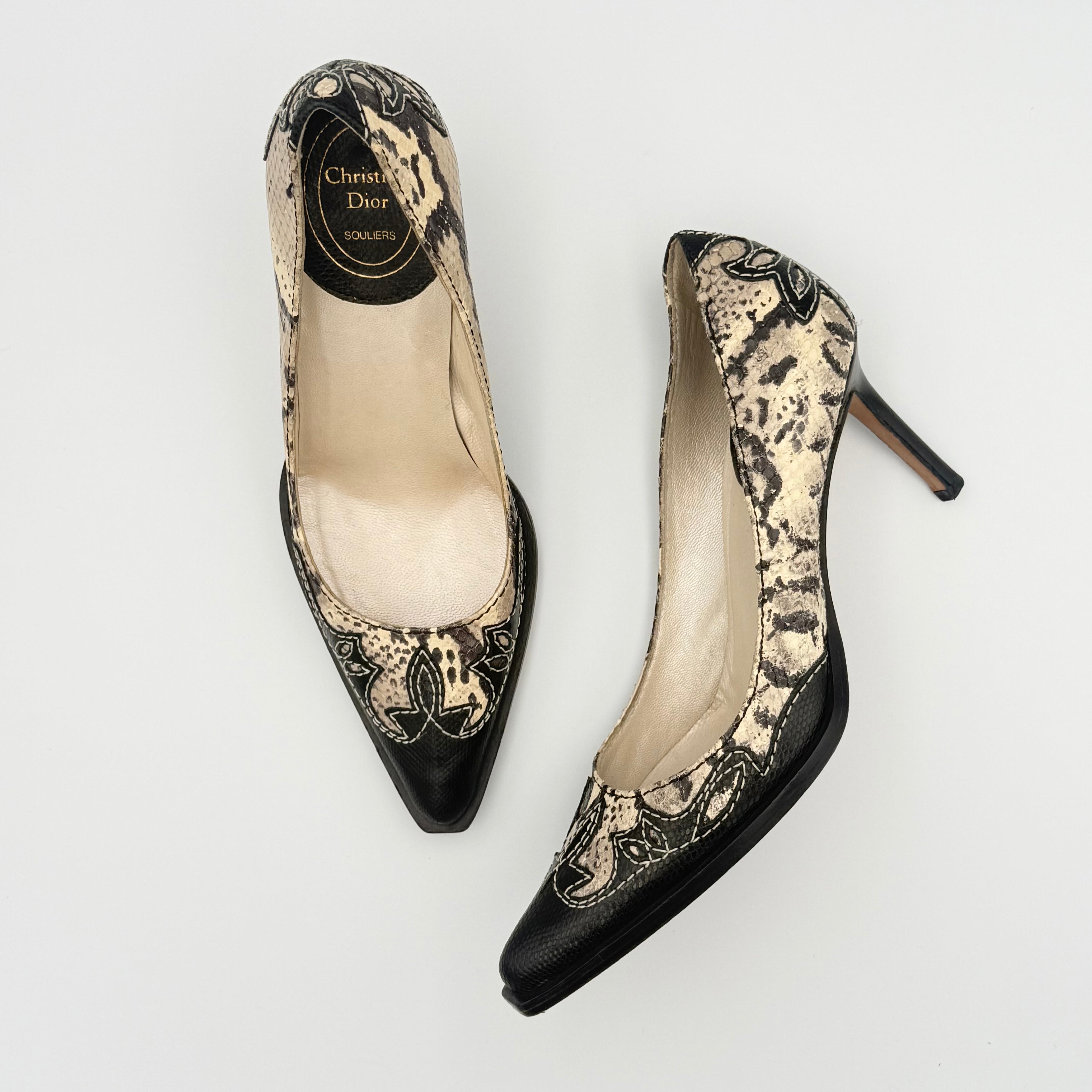 Vintage Christian Dior Python Western Pumps