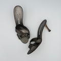 Manolo Blahnik Gunmetal Braided Twist Mule Sandals Size 40