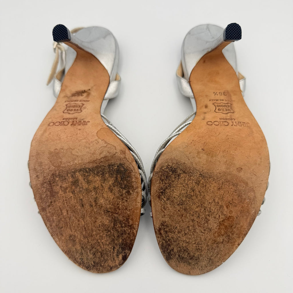 Vintage Jimmy Choo Silver Bow Slingback Heel