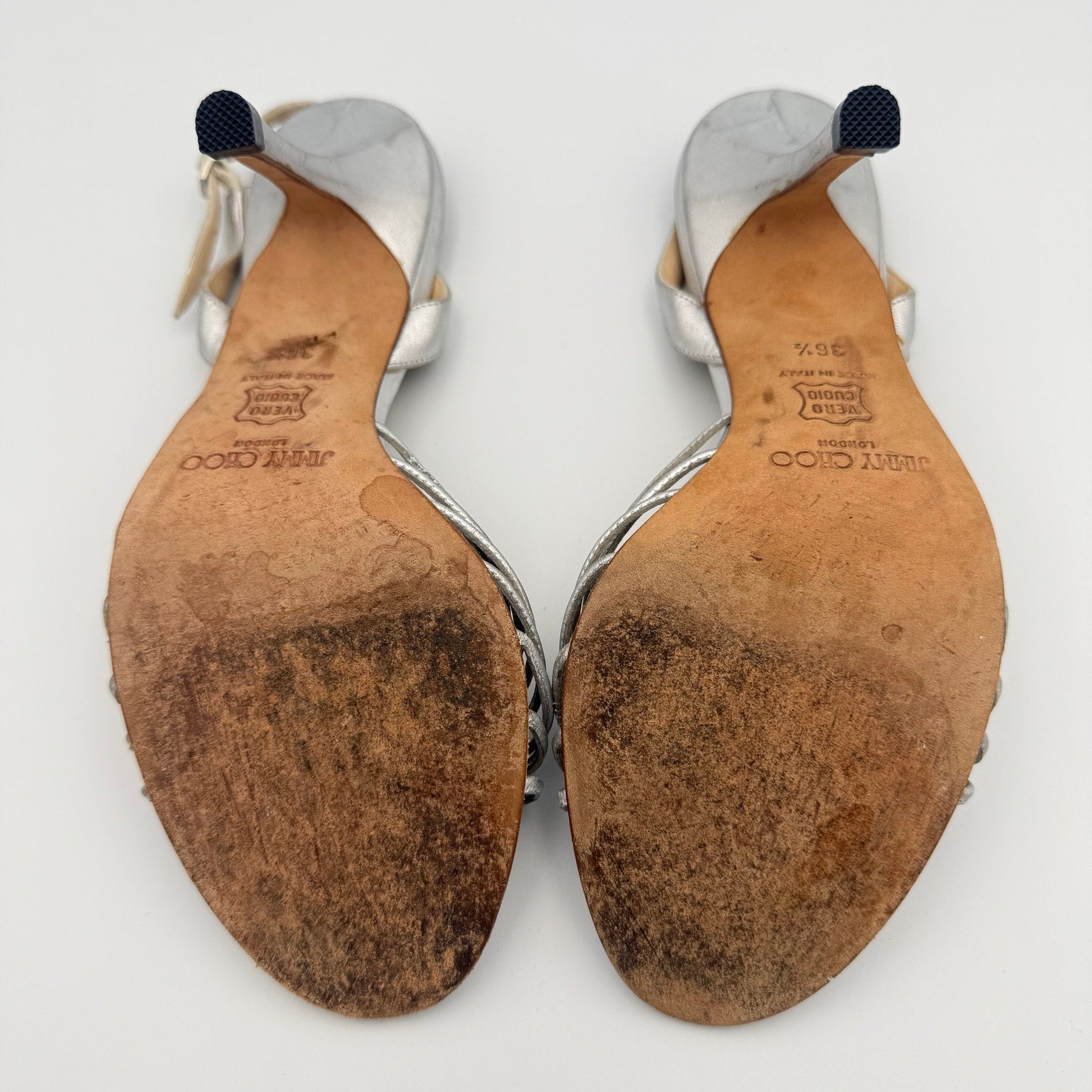 Vintage Jimmy Choo Silver Bow Slingback Heel