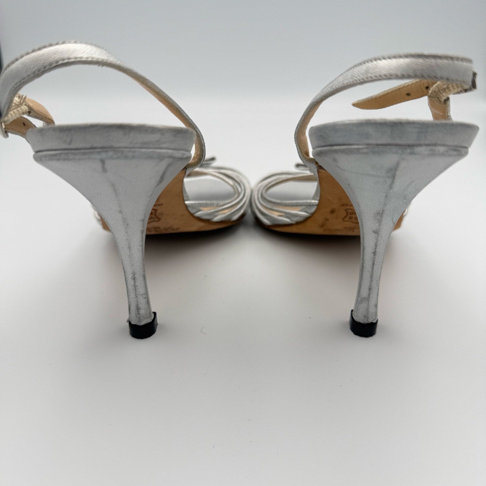 Vintage Jimmy Choo Silver Bow Slingback Heel