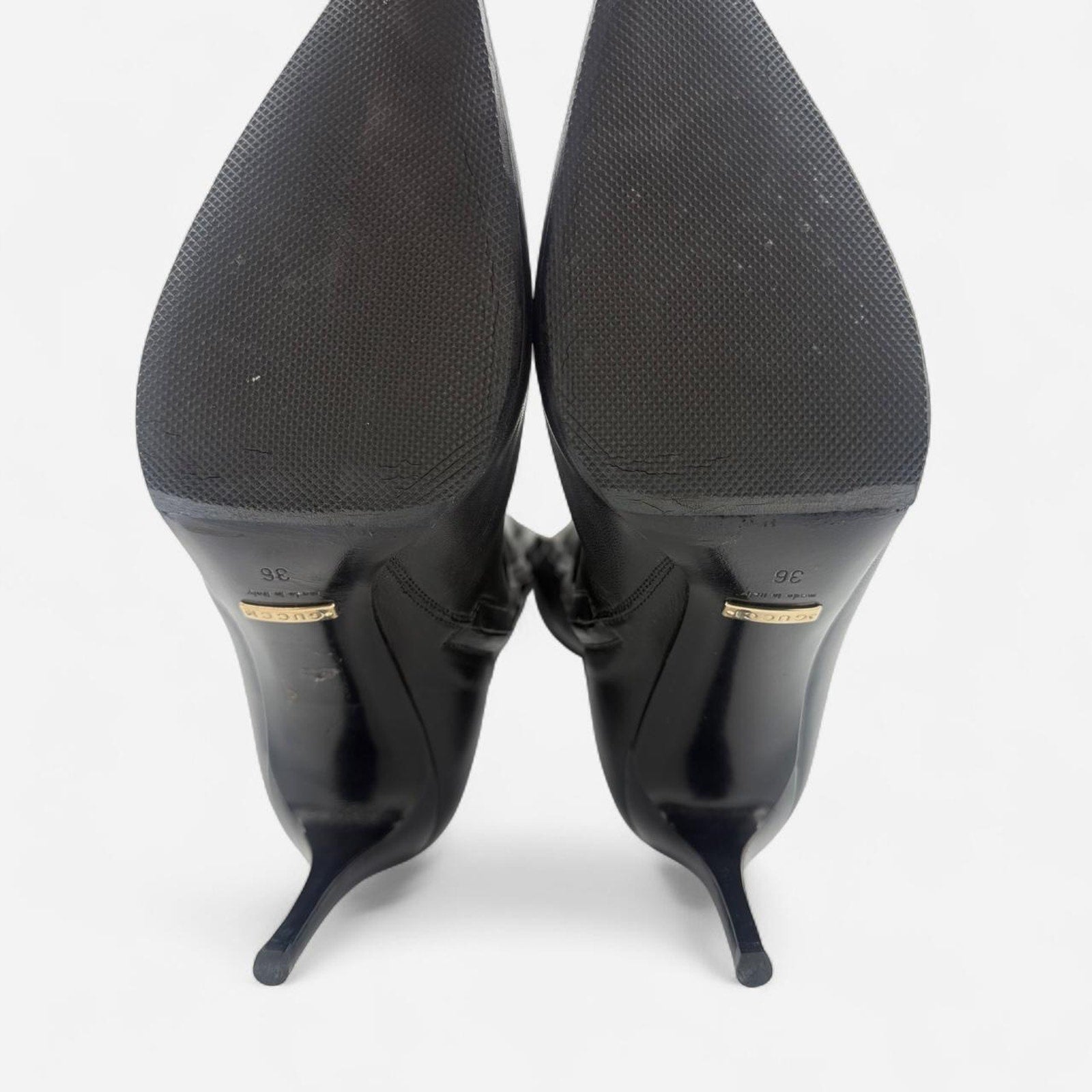 Vintage Gucci Black Leather Knee-high Boots with Horse Bit Detail