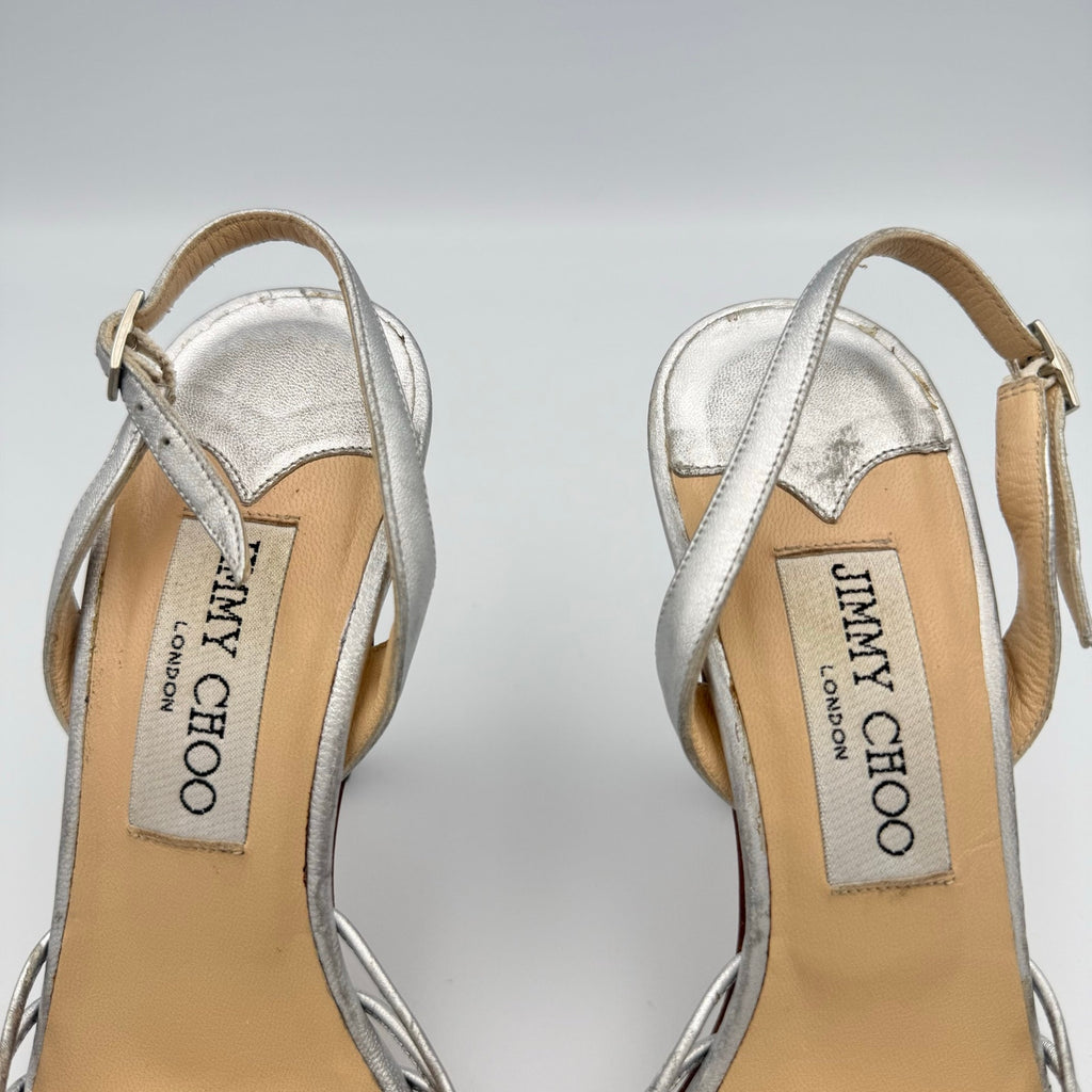 Vintage Jimmy Choo Silver Bow Slingback Heel