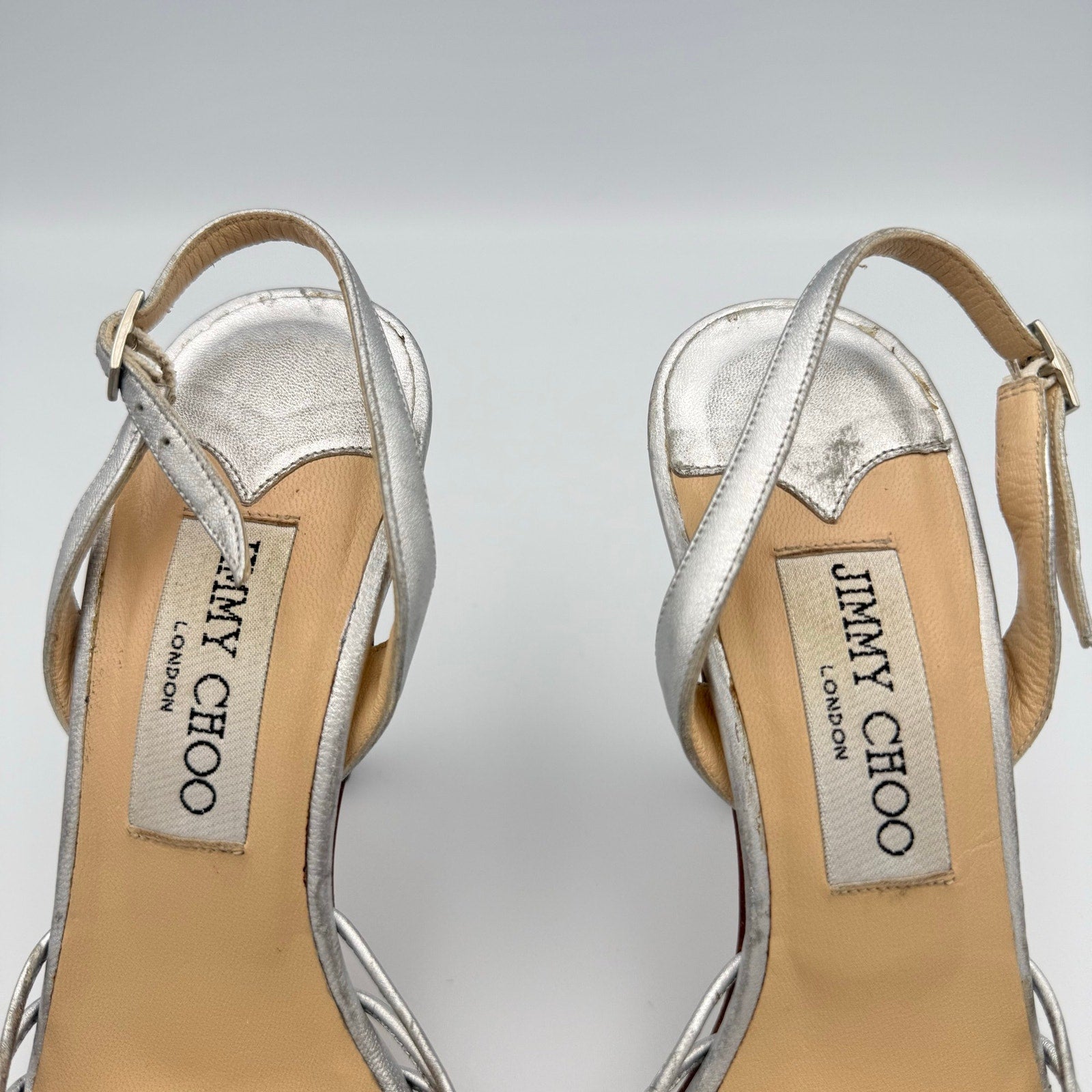 Vintage Jimmy Choo Silver Bow Slingback Heel