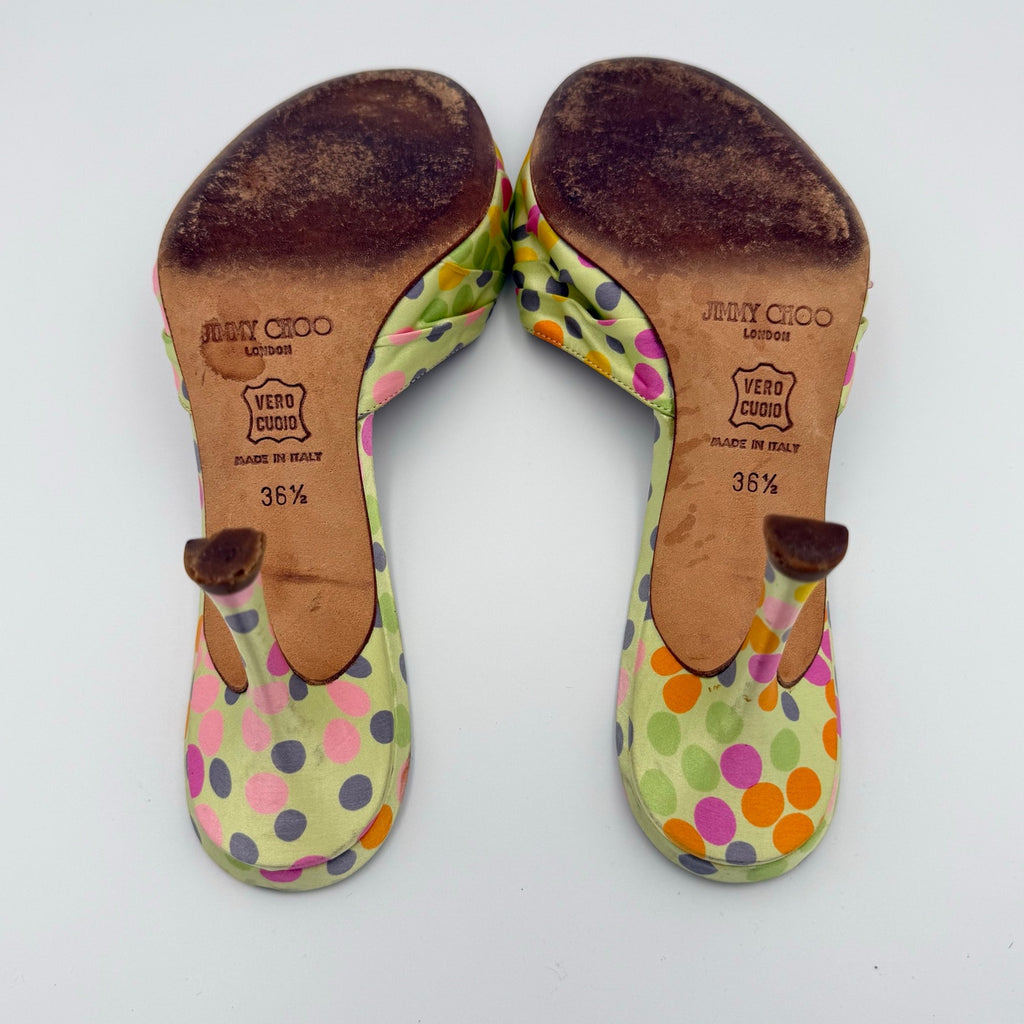 Vintage Jimmy Choo Polka Dot Sandal Mule Heels