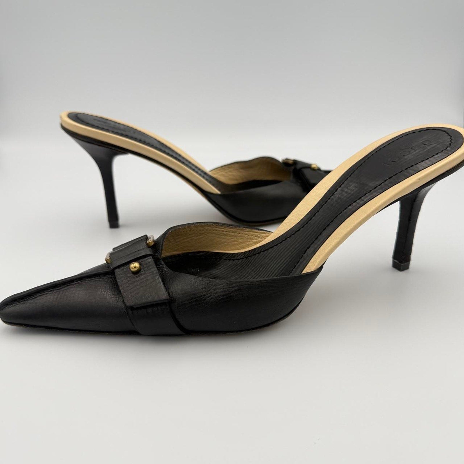 Vintage Gucci Python Pointed Toe Mules Tom Ford Era