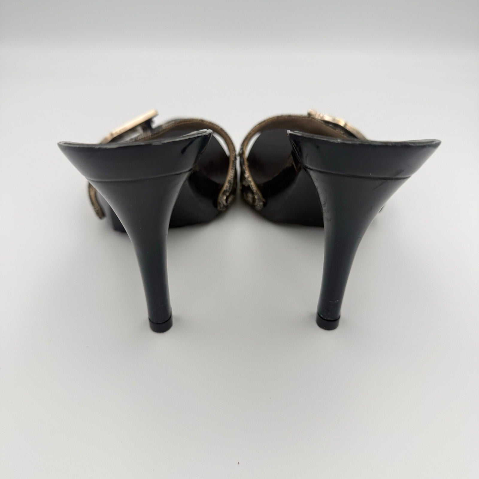 Vintage Dior by John Galliano CD Sandal Mule Heels in Navy Monogram Canvas