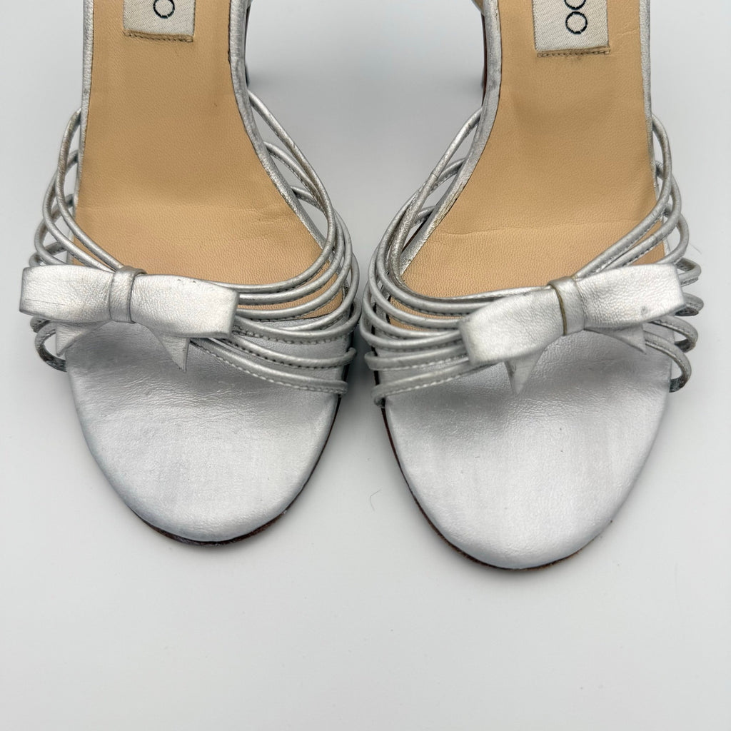Vintage Jimmy Choo Silver Bow Slingback Heel