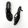 Vintage Manolo Blahnik Thong Sandal Kitten Heel in Black Patent Leather